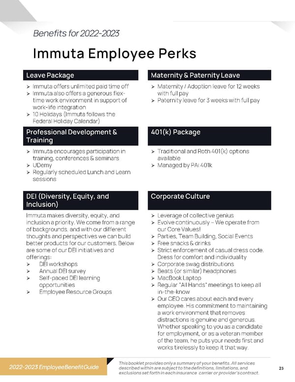 Immuta 2023 Employee Benefit Guide - Page 23