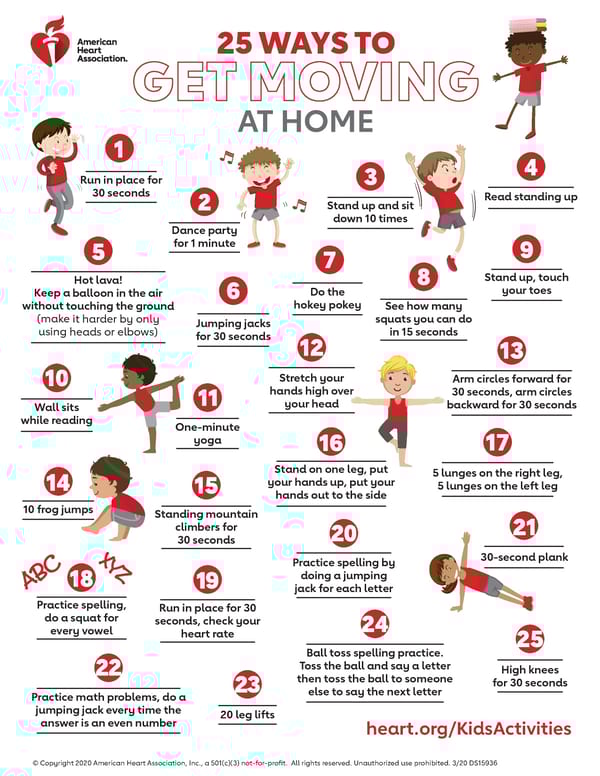 Kids Activity: 25 Ways to Get Moving at home - Page 1