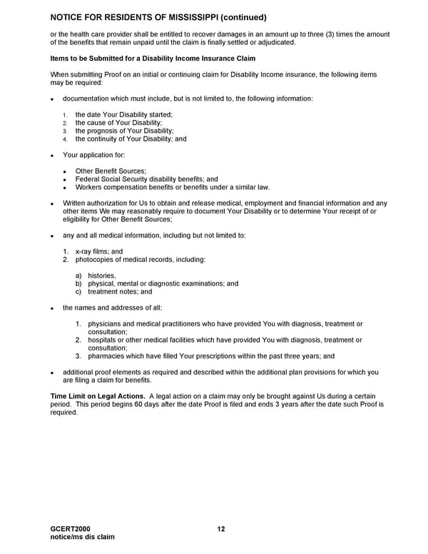 MetLife Long Term Disability Certificate - Page 12