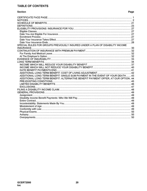 MetLife Long Term Disability Certificate - Page 20