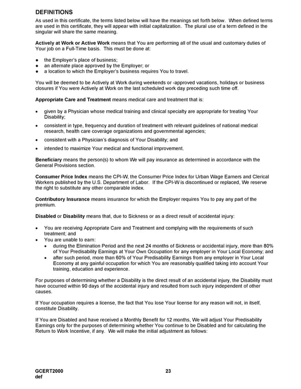 MetLife Long Term Disability Certificate - Page 23