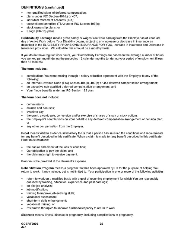 MetLife Long Term Disability Certificate - Page 25