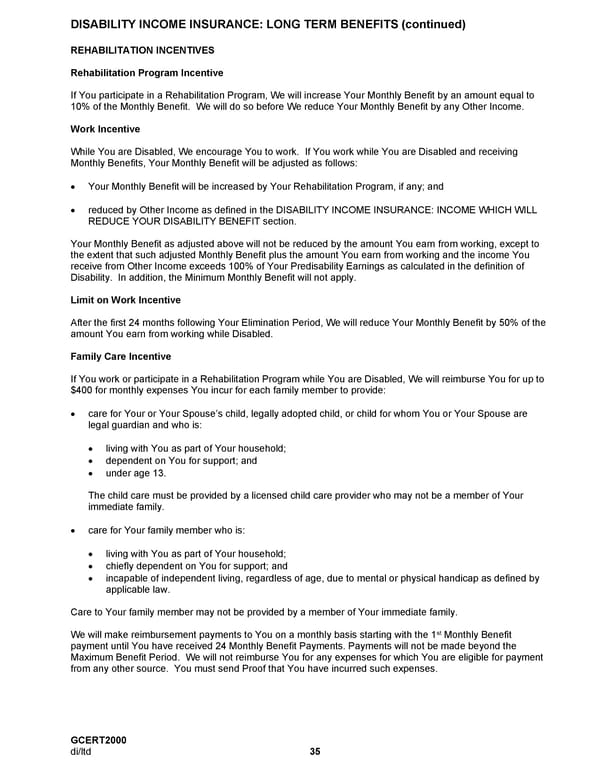 MetLife Long Term Disability Certificate - Page 35