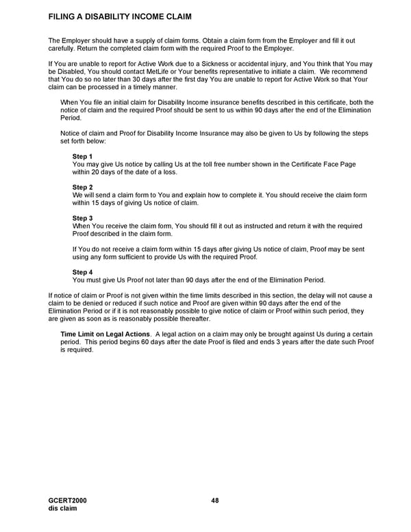 MetLife Long Term Disability Certificate - Page 48