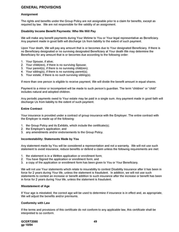 MetLife Long Term Disability Certificate - Page 49