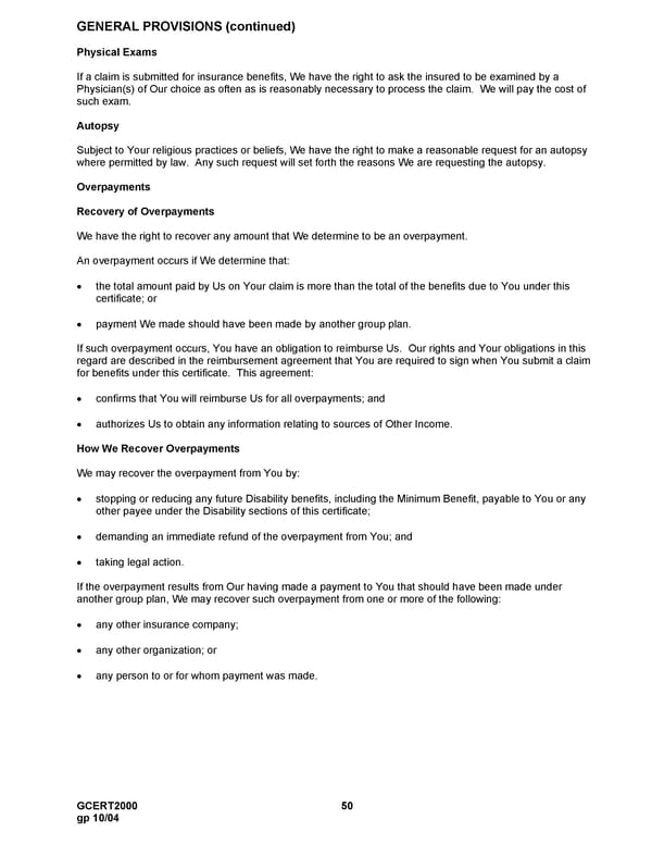 MetLife Long Term Disability Certificate - Page 50