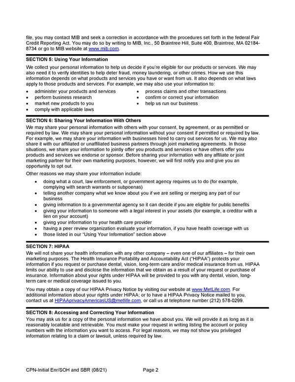 MetLife Long Term Disability Certificate - Page 58