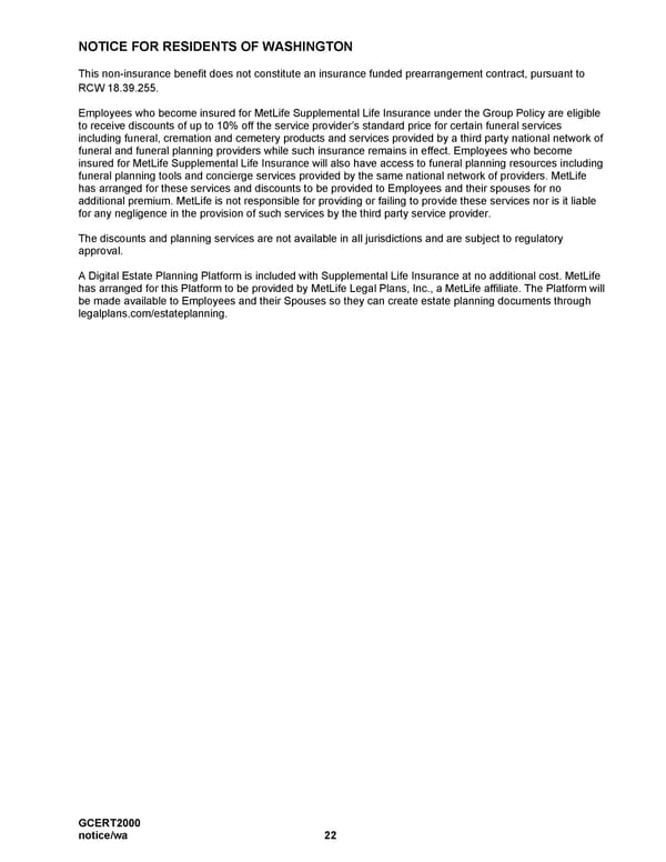 MetLife Voluntary Life Insurance Certificate - Page 23