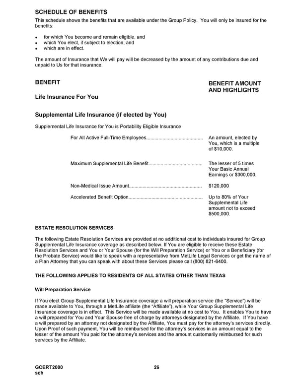 MetLife Voluntary Life Insurance Certificate - Page 27