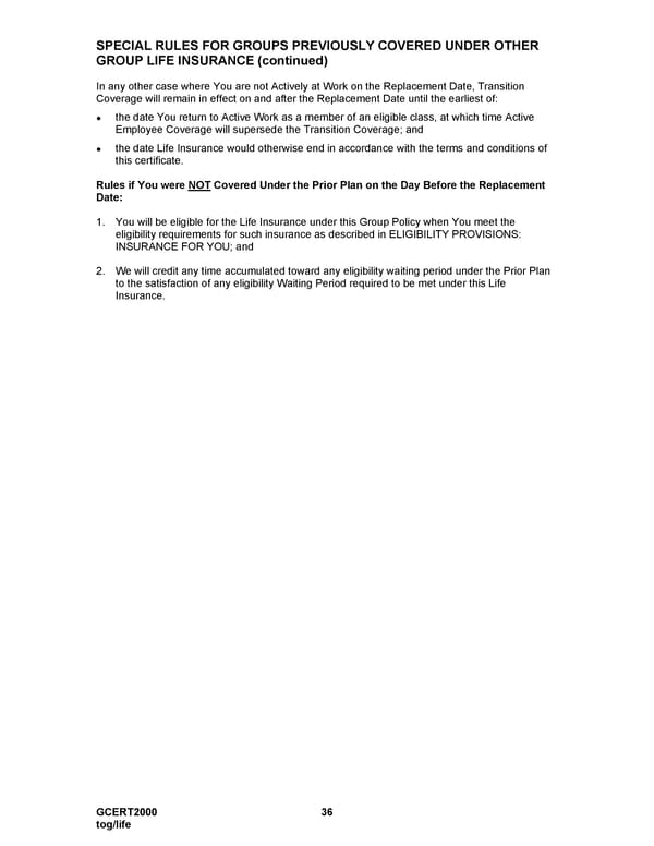 MetLife Voluntary Life Insurance Certificate - Page 37