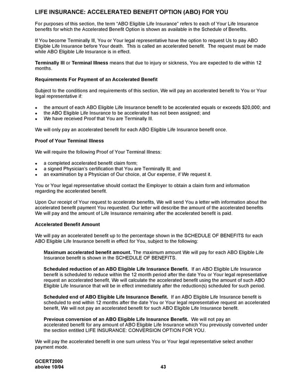 MetLife Voluntary Life Insurance Certificate - Page 44