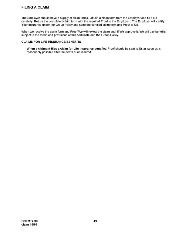 MetLife Voluntary Life Insurance Certificate - Page 50