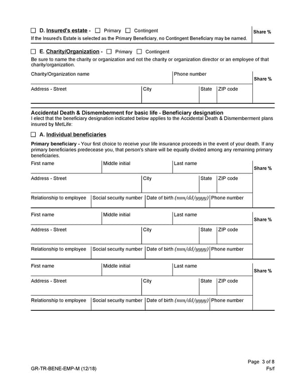 Life Beneficiary Form - Page 3