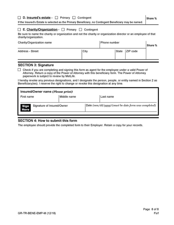 Life Beneficiary Form - Page 8