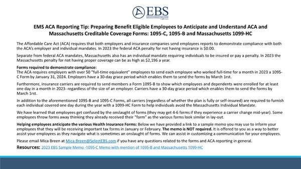Creditable Coverage Forms: 1095-C, 1095-B and Massachusetts 1099-HC - Page 1