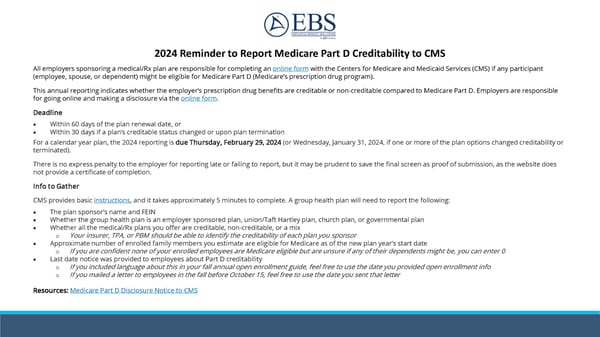 2024 Reminder to Report Medicare Part D Creditability to CMS - Page 1