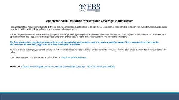 Updated Health Insurance Marketplace Coverage Model Notice - Page 1