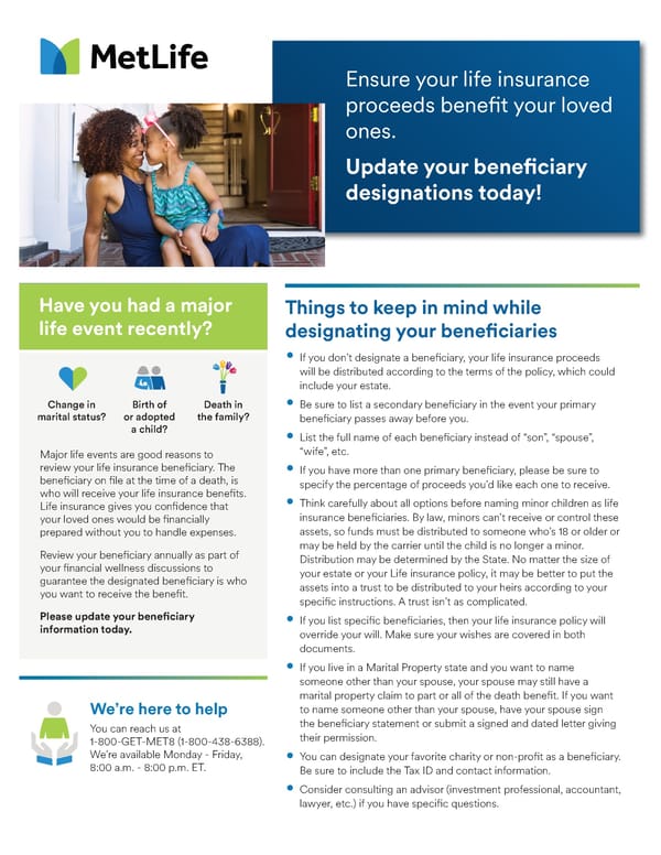 Life Insurance Beneficiary Designation Flyer - Page 1