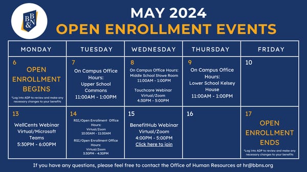 OPEN ENROLLMENT CALENDAR - Page 1