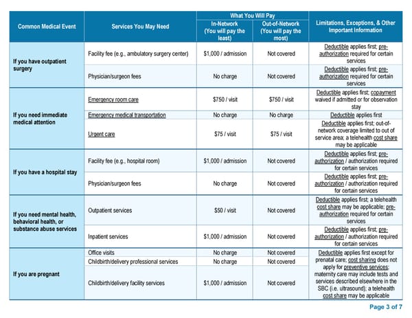 Access Blue New England Basic Saver II - HMO Summary of Benefits and Coverage - Page 3