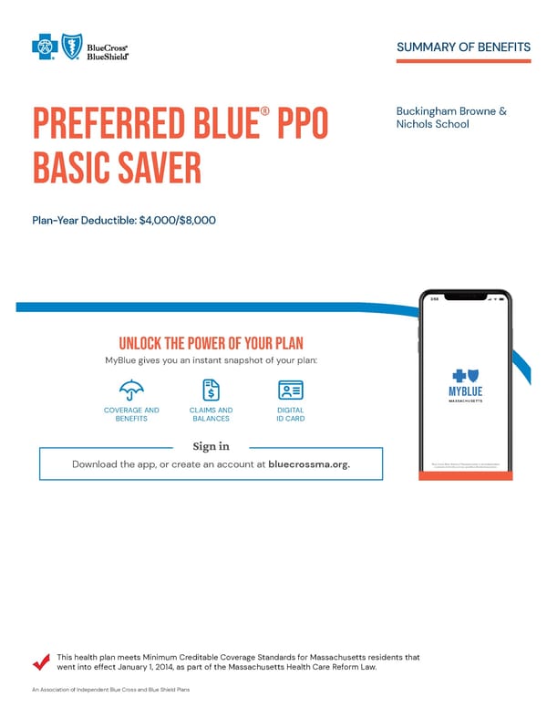 Preferred Blue® PPO Basic Saver - PPO Summary of Benefits - Page 1