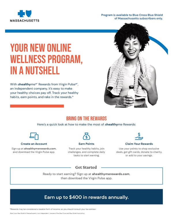 Massachusetts Blue Cross Blue Shield: Online Wellness Program Overview - Page 1