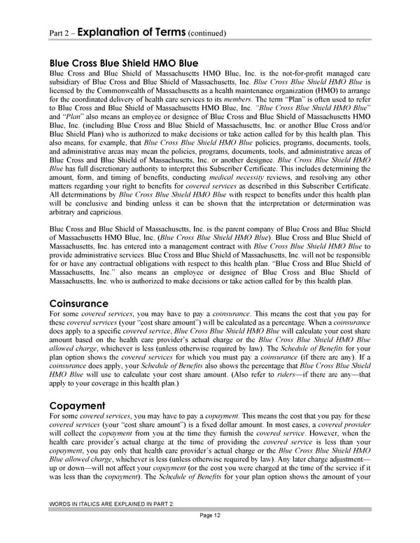 Blue Cross Blue Shield of Massachusetts Subscriber Information - Page 22