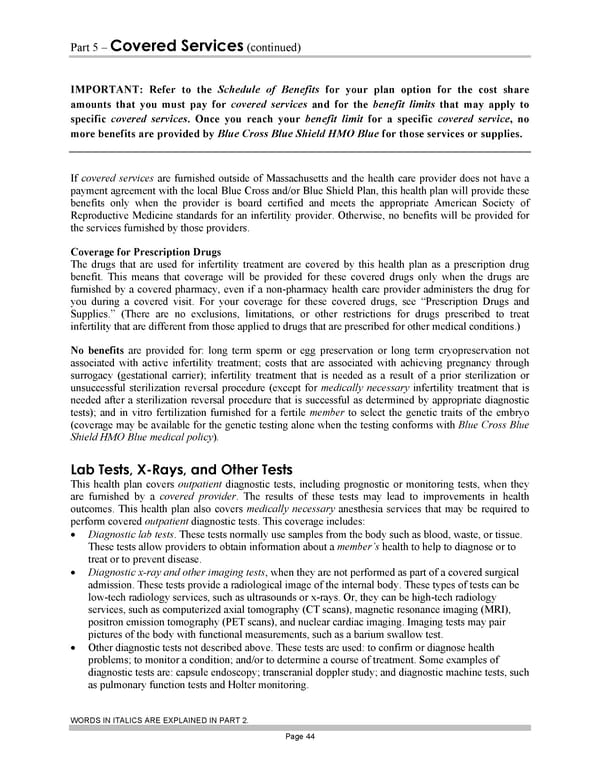 Blue Cross Blue Shield of Massachusetts Subscriber Information - Page 54