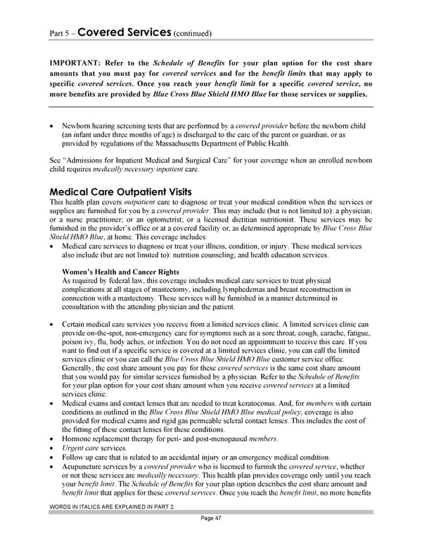 Blue Cross Blue Shield of Massachusetts Subscriber Information - Page 57
