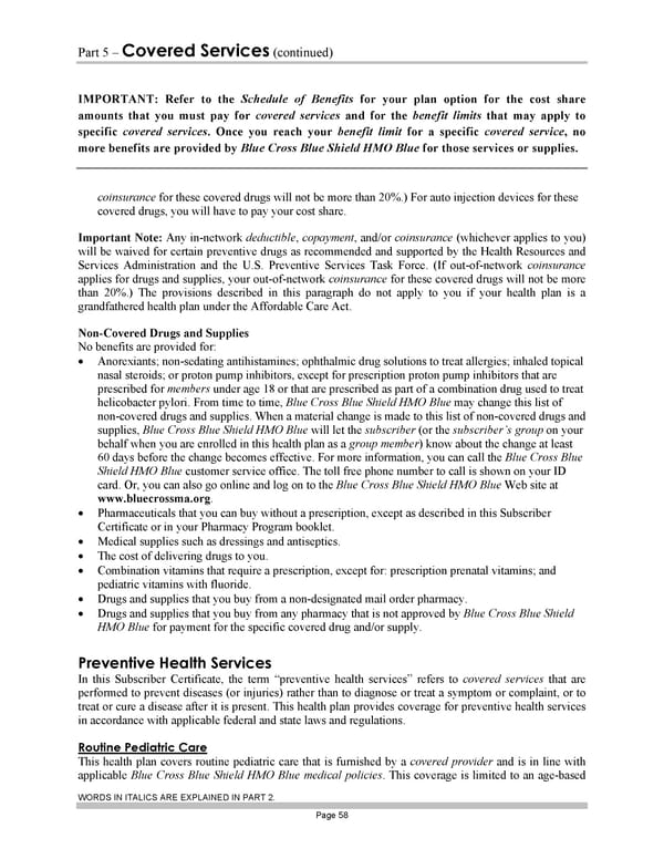 Blue Cross Blue Shield of Massachusetts Subscriber Information - Page 68