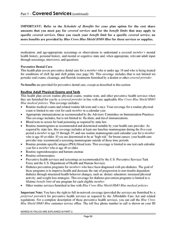 Blue Cross Blue Shield of Massachusetts Subscriber Information - Page 70