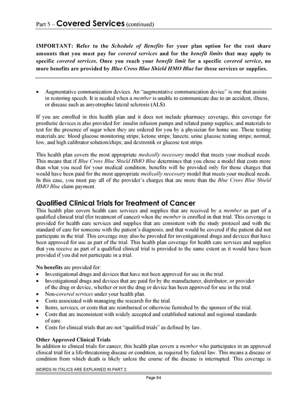 Blue Cross Blue Shield of Massachusetts Subscriber Information - Page 74