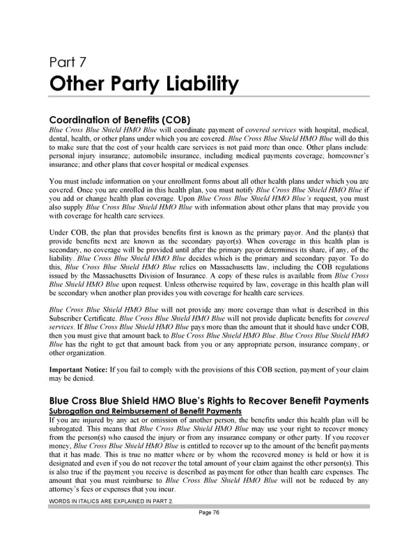 Blue Cross Blue Shield of Massachusetts Subscriber Information - Page 86