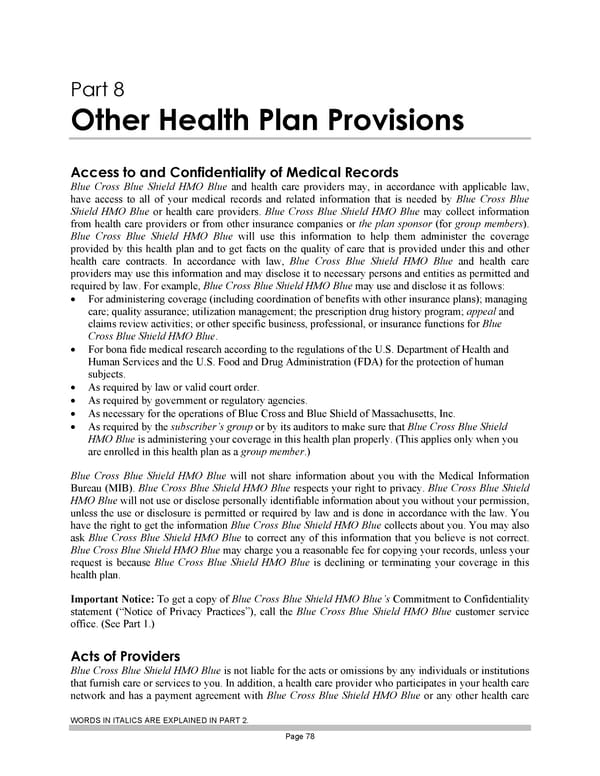 Blue Cross Blue Shield of Massachusetts Subscriber Information - Page 88