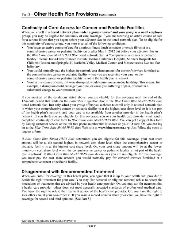 Blue Cross Blue Shield of Massachusetts Subscriber Information - Page 91