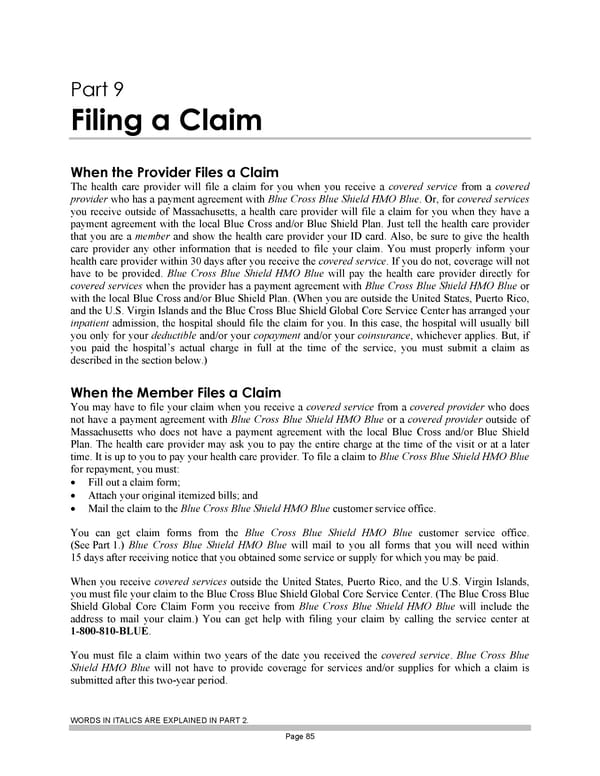Blue Cross Blue Shield of Massachusetts Subscriber Information - Page 95