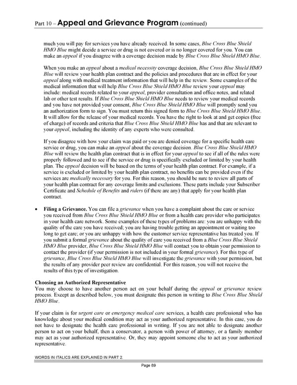 Blue Cross Blue Shield of Massachusetts Subscriber Information - Page 99