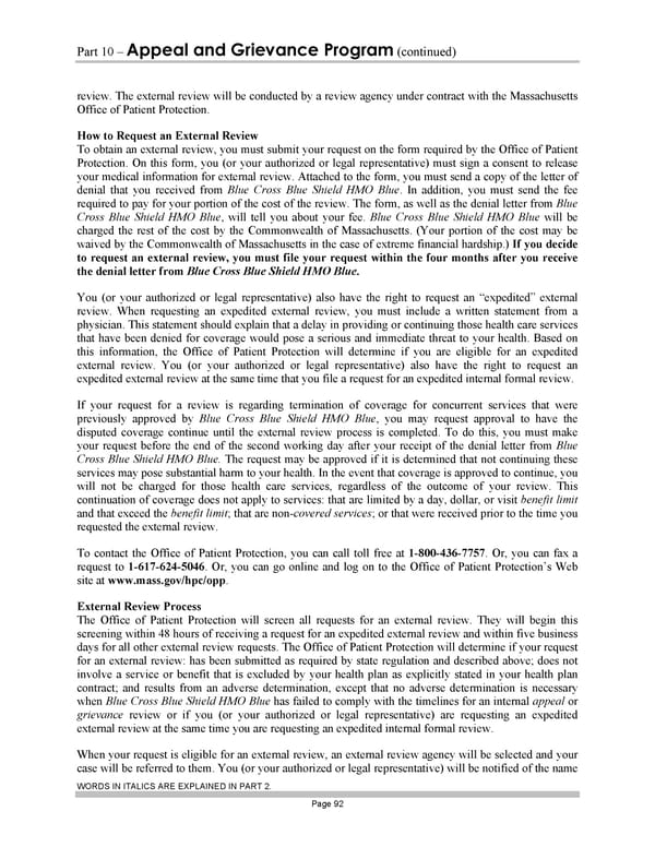 Blue Cross Blue Shield of Massachusetts Subscriber Information - Page 102