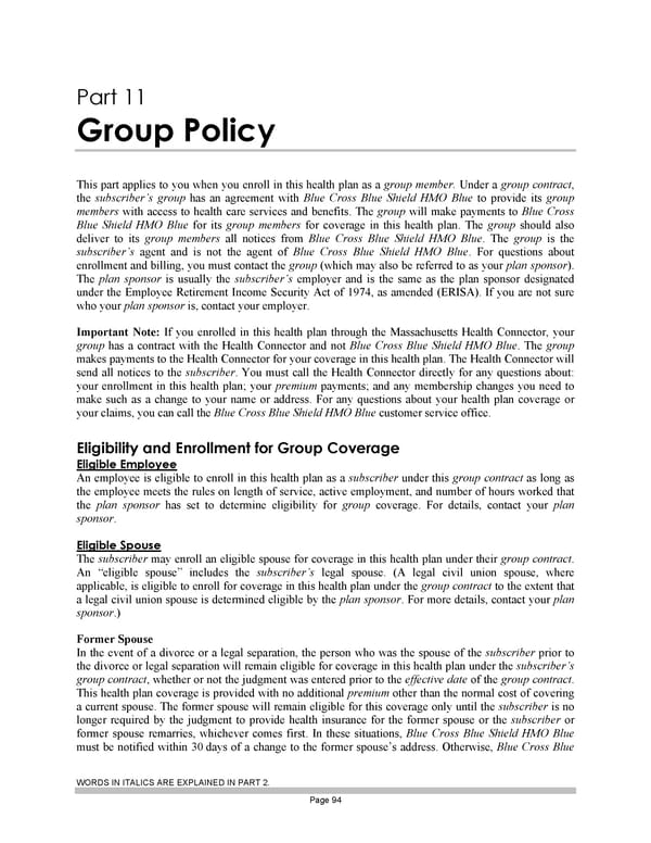 Blue Cross Blue Shield of Massachusetts Subscriber Information - Page 104