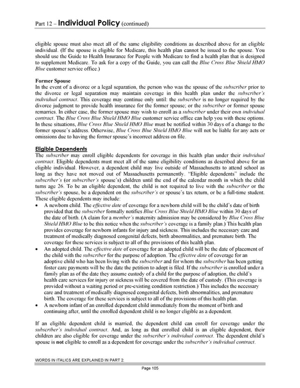 Blue Cross Blue Shield of Massachusetts Subscriber Information - Page 115
