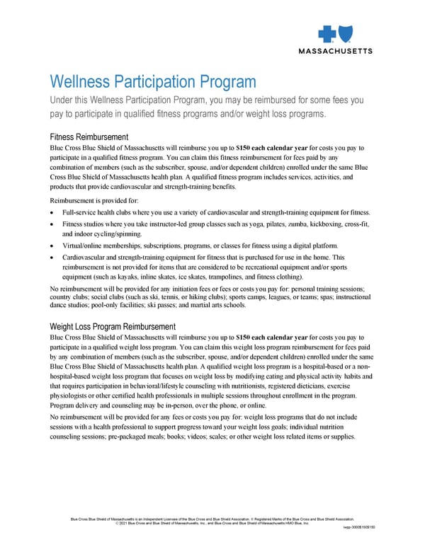 Blue Cross Blue Shield of Massachusetts Subscriber Information - Page 125