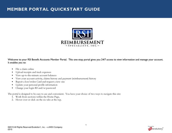 RSI Member Portal Quickstart Guide - Page 1