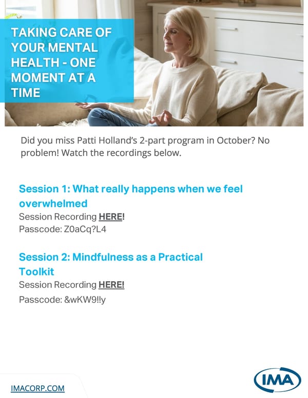 Taking Care of Your Mental Health - One Moment at a Time - Page 1