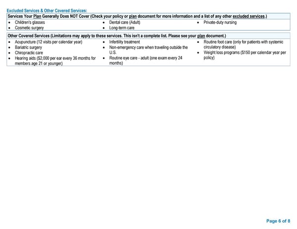 BCBS Preferred PPO Basic Saver - Summary of Benefits and Coverage - Page 6