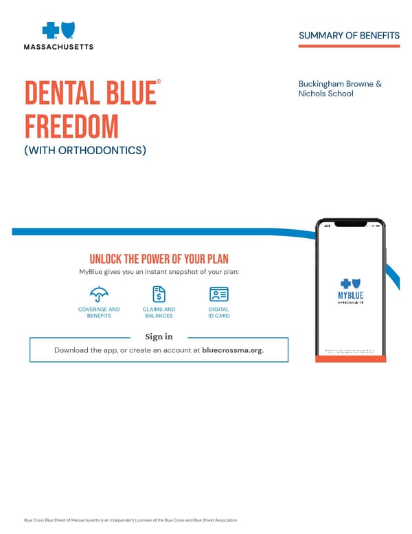 BCBS Dental Blue Freedom - Summary of Benefits and Coverage - Page 1