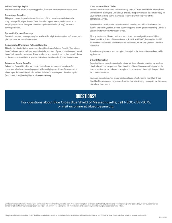 BCBS Dental Blue Freedom - Summary of Benefits and Coverage - Page 4