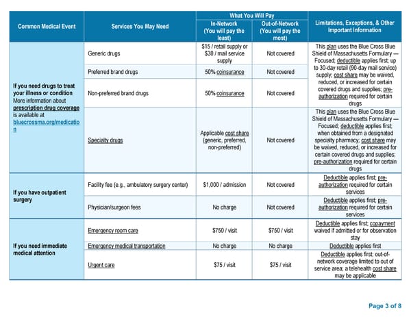 HMO BCBS Access Blue NE Basic Saver II - Summary of Benefits and Coverage - Page 3