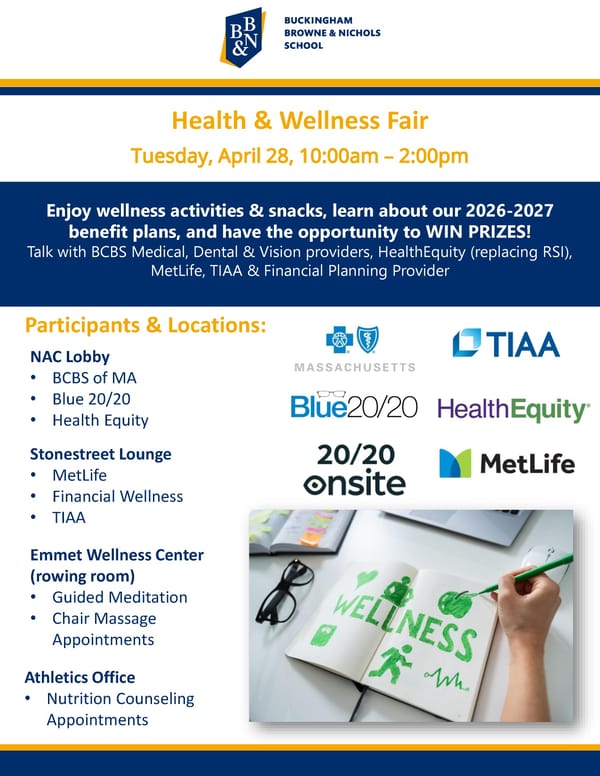 BB&N 2026 Health & Wellness Fair Flyer - Page 1